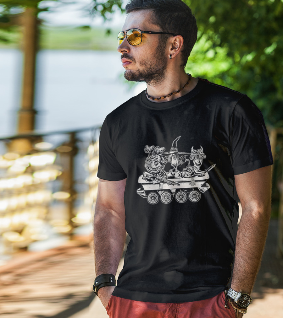 Lock Shock Barrel Tactical Bathtub Tank Black White Cartoon T-Shirt
