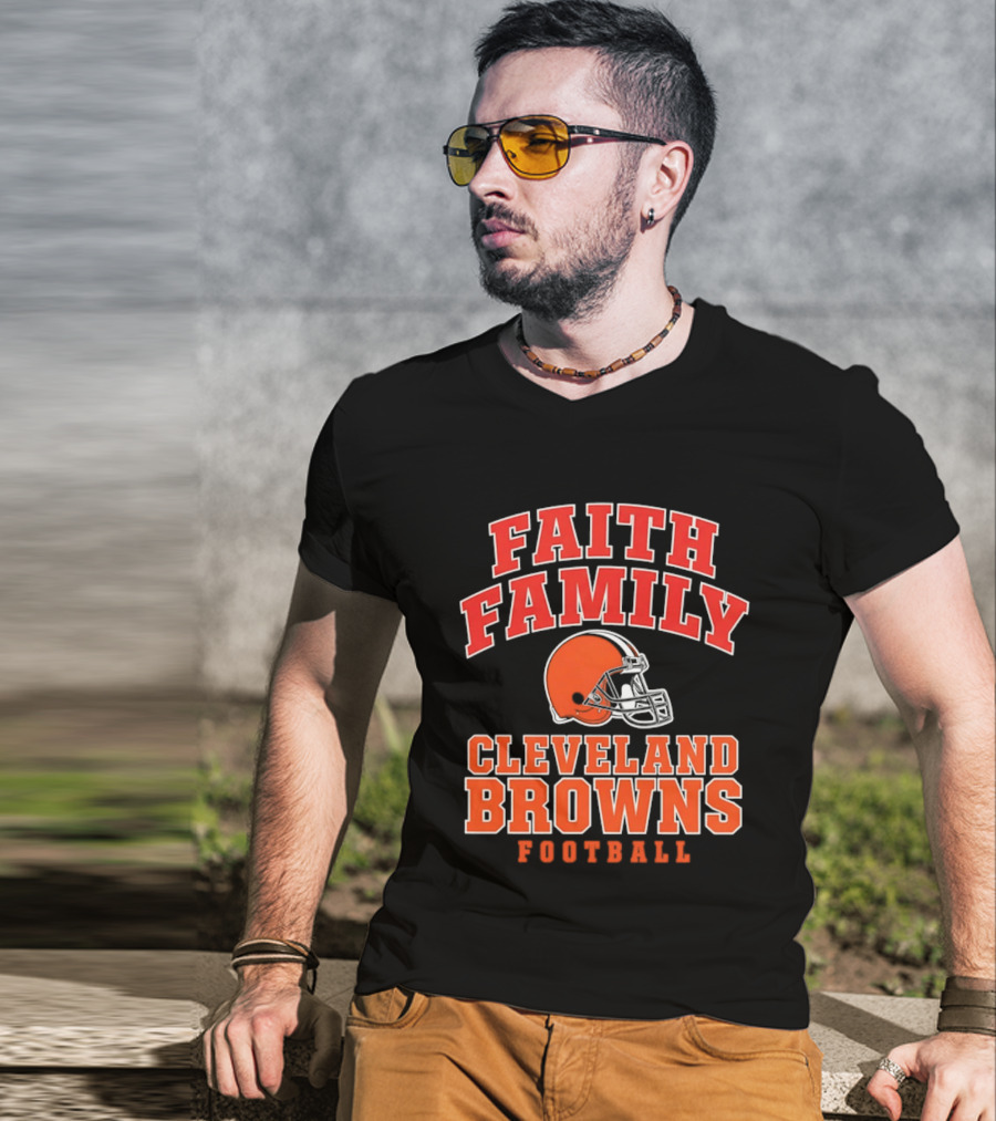 Faith Family Cleveland Browns Football Orange Helmet T-Shirt