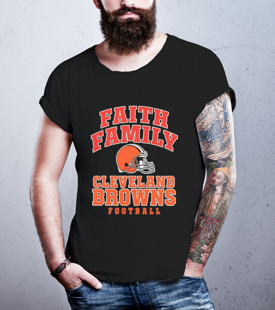 Faith Family Cleveland Browns Football Orange Helmet T-Shirt