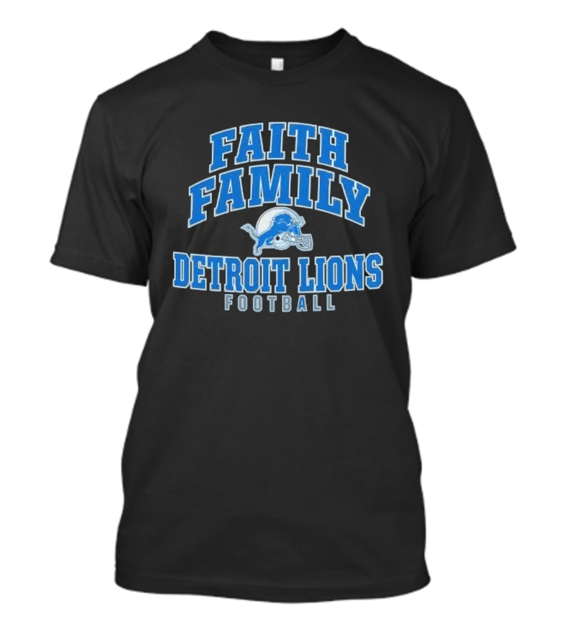 Faith Family Detroit Lions Football Helmet Silver Arc T-Shirt