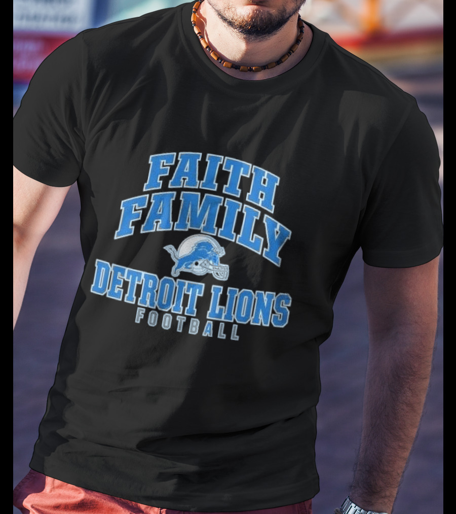 Faith Family Detroit Lions Football Helmet Silver Arc T-Shirt