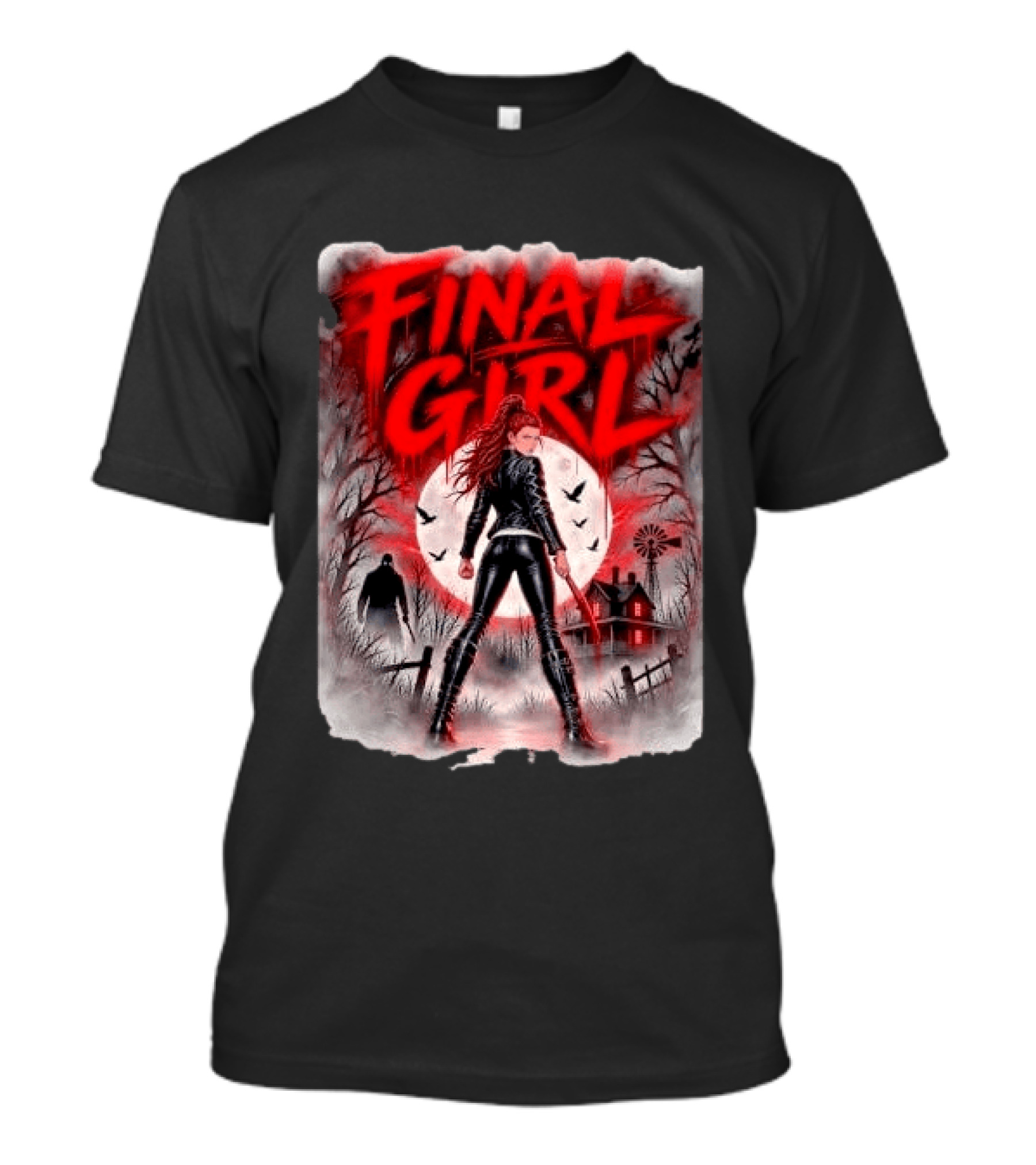 Final Girl Leather Jacket Bloody Bat Full Moon House T-Shirt