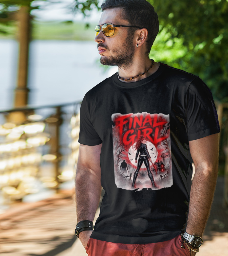 Final Girl Leather Jacket Bloody Bat Full Moon House T-Shirt
