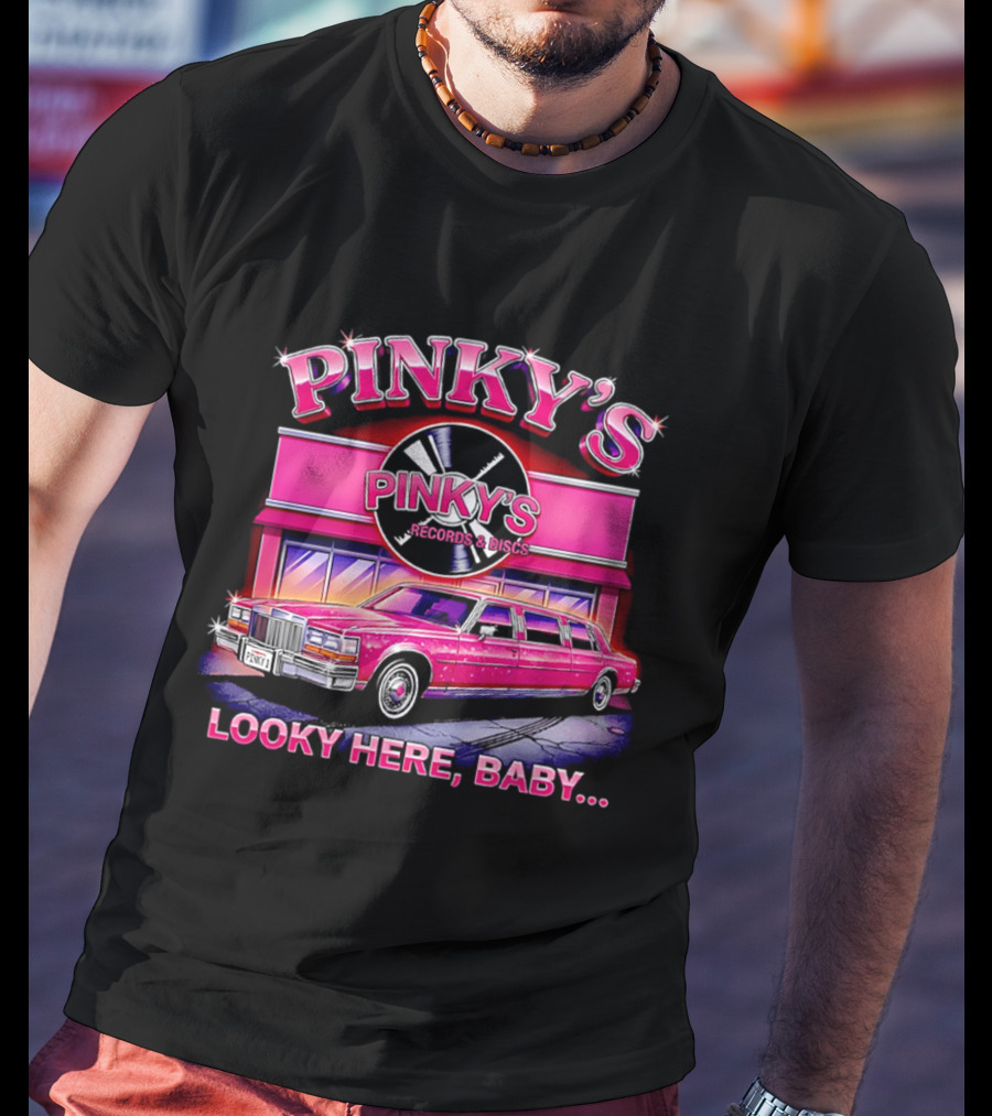 Pinky's Records And Discs Pink Limousine Looky Here Baby T-Shirt