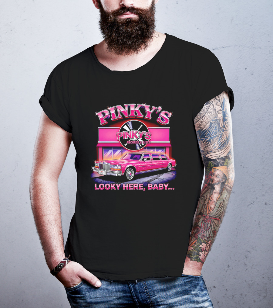 Pinky's Records And Discs Pink Limousine Looky Here Baby T-Shirt