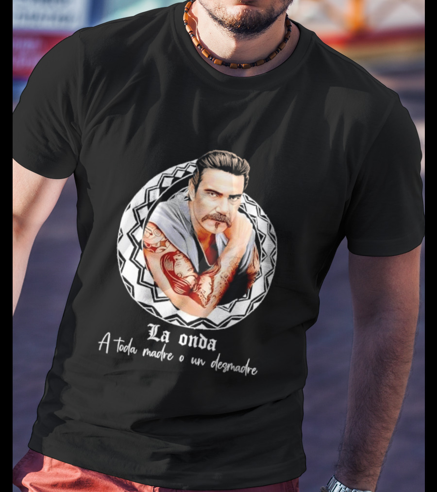 La Onda A Toda Madre O Un Desmadre Tattooed Man Mustache Geometric T-Shirt