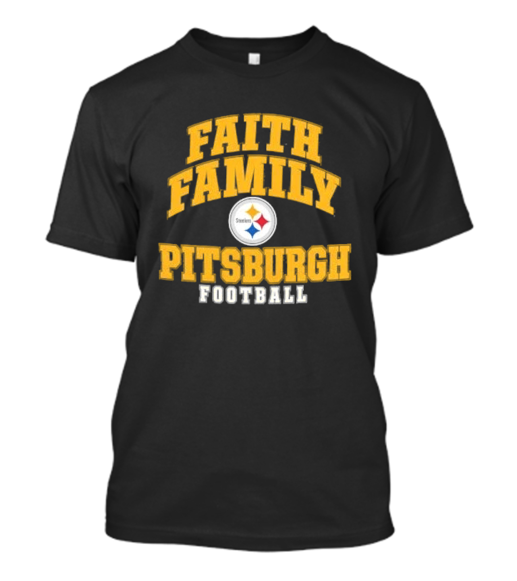 Pittsburgh Steelers Faith Family Football Team Yellow Arched T-Shirt