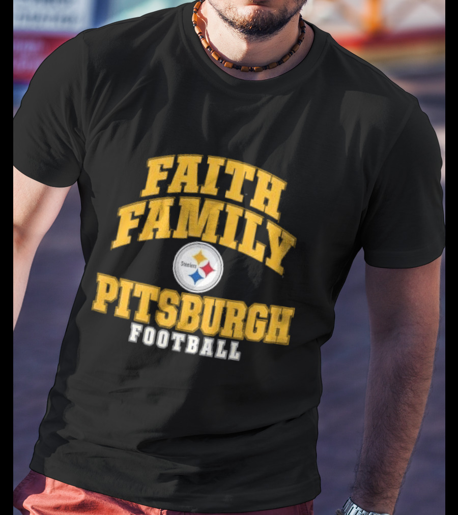 Pittsburgh Steelers Faith Family Football Team Yellow Arched T-Shirt