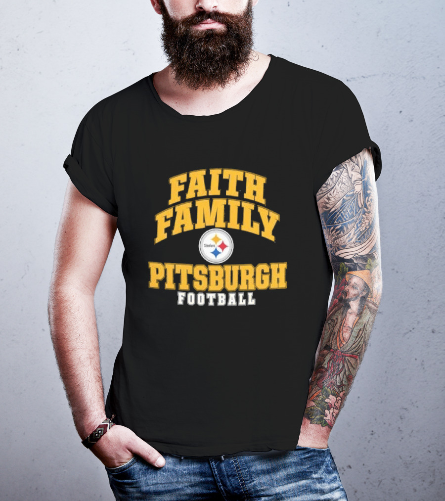 Pittsburgh Steelers Faith Family Football Team Yellow Arched T-Shirt