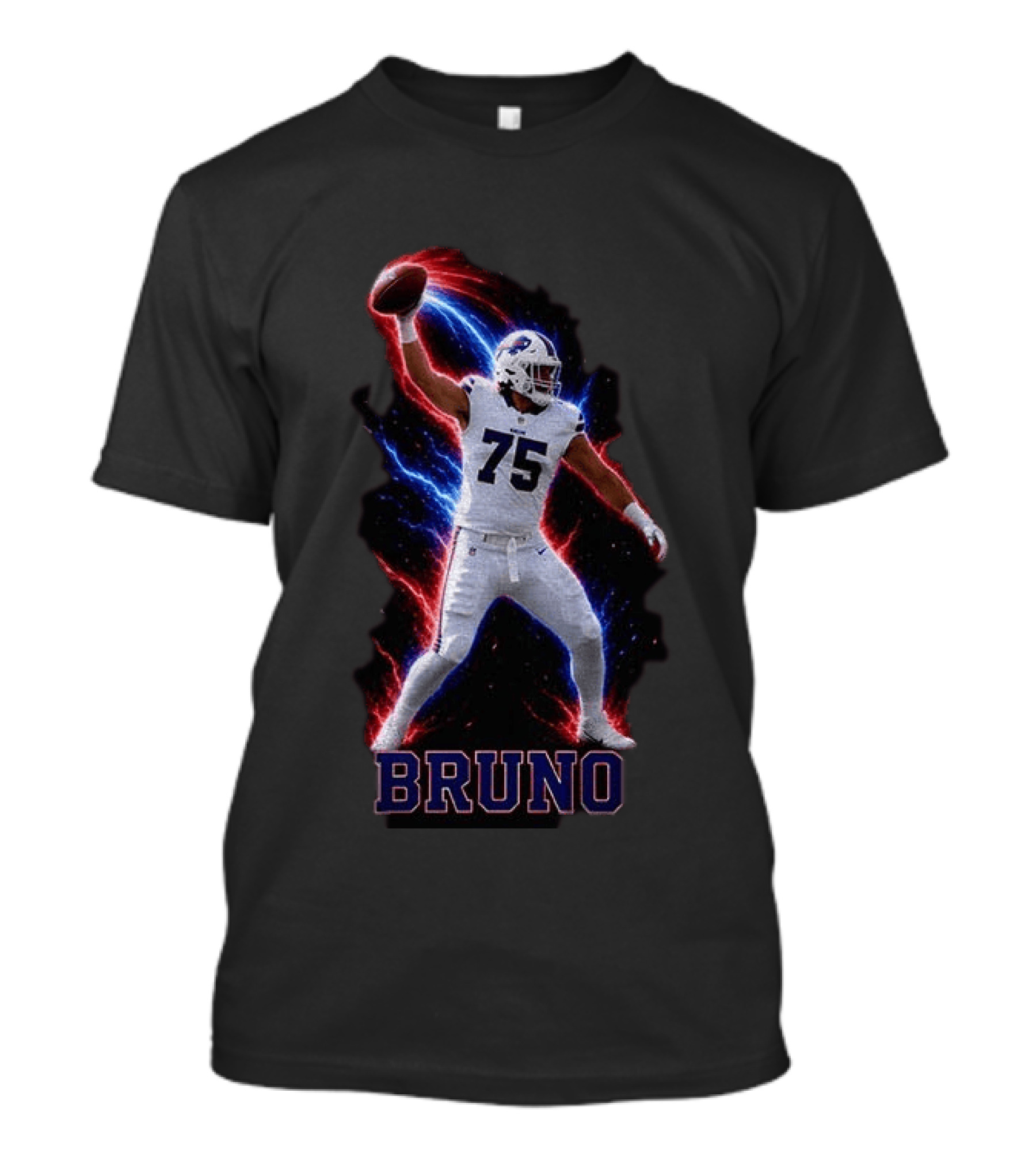 Bruno Buffalo Bills 75 Electric Burst Football T-Shirt