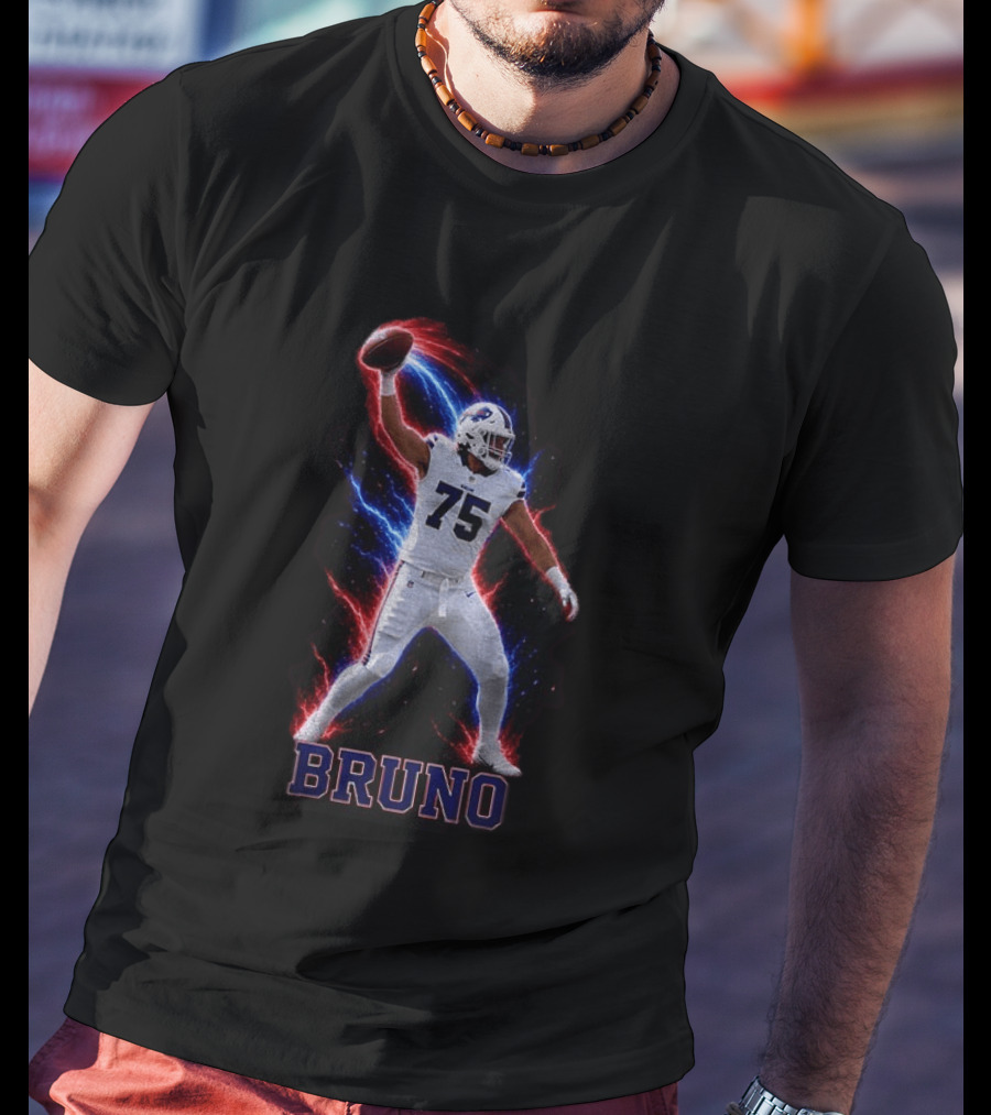 Bruno Buffalo Bills 75 Electric Burst Football T-Shirt