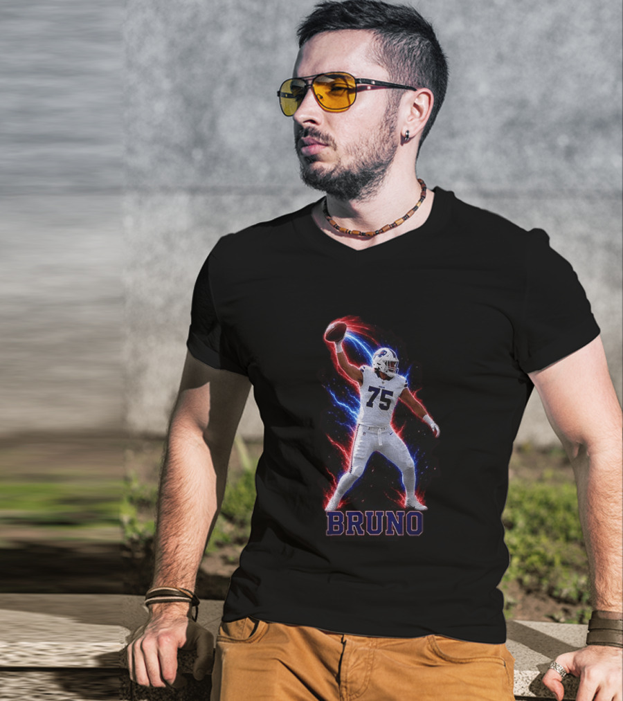 Bruno Buffalo Bills 75 Electric Burst Football T-Shirt
