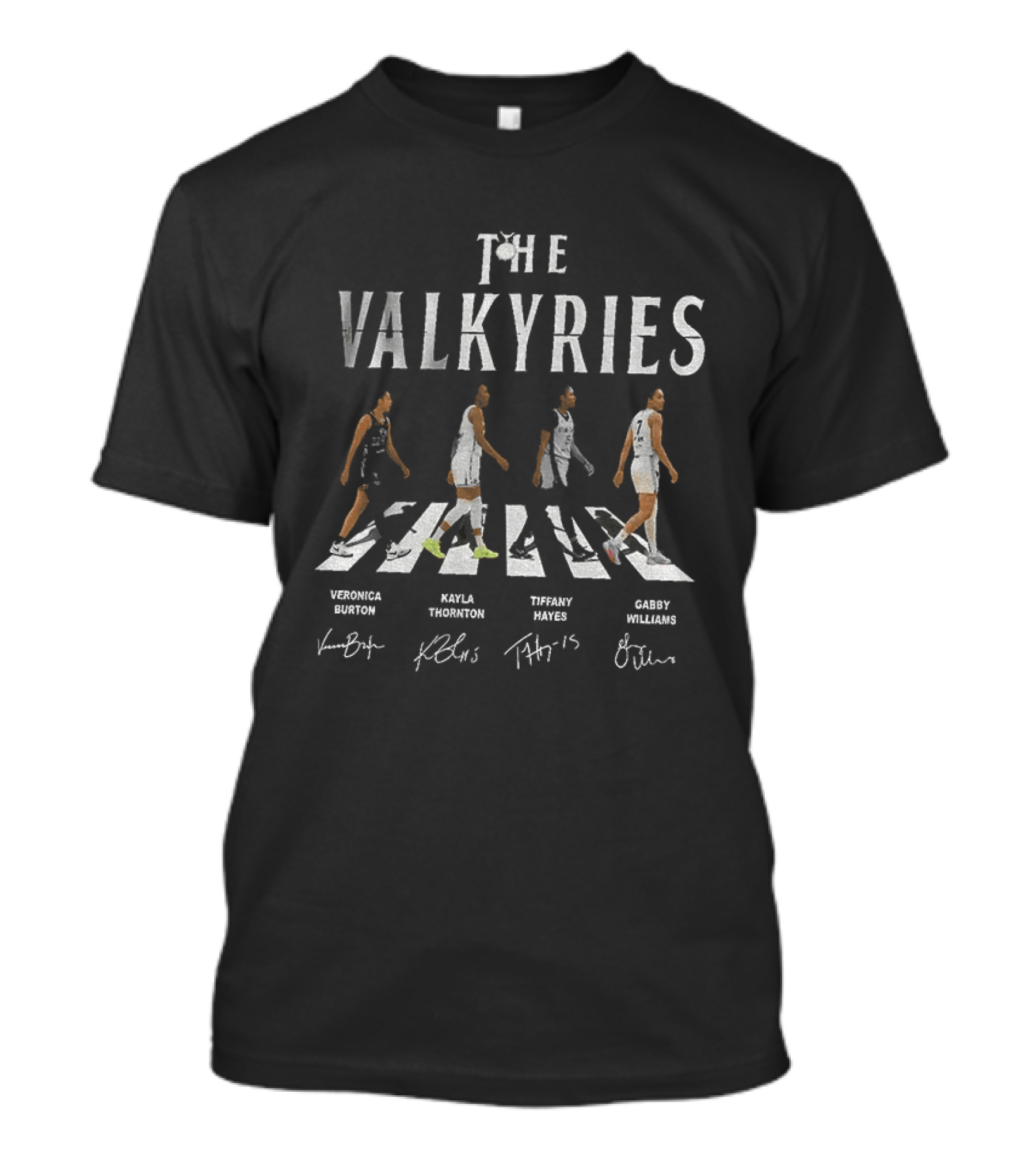 The Valkyries Veronica Burton Kayla Thornton Tiffany Hayes Gabb Williams WNBA Basketball Crossing Road T-Shirt