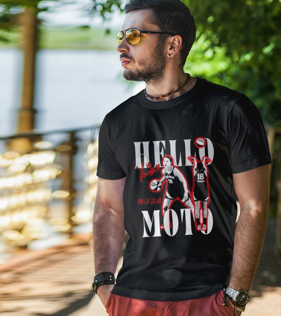 Hello Moto Mai Yamamoto Basketball 18 Red Glow Dribbling Shooting T-Shirt