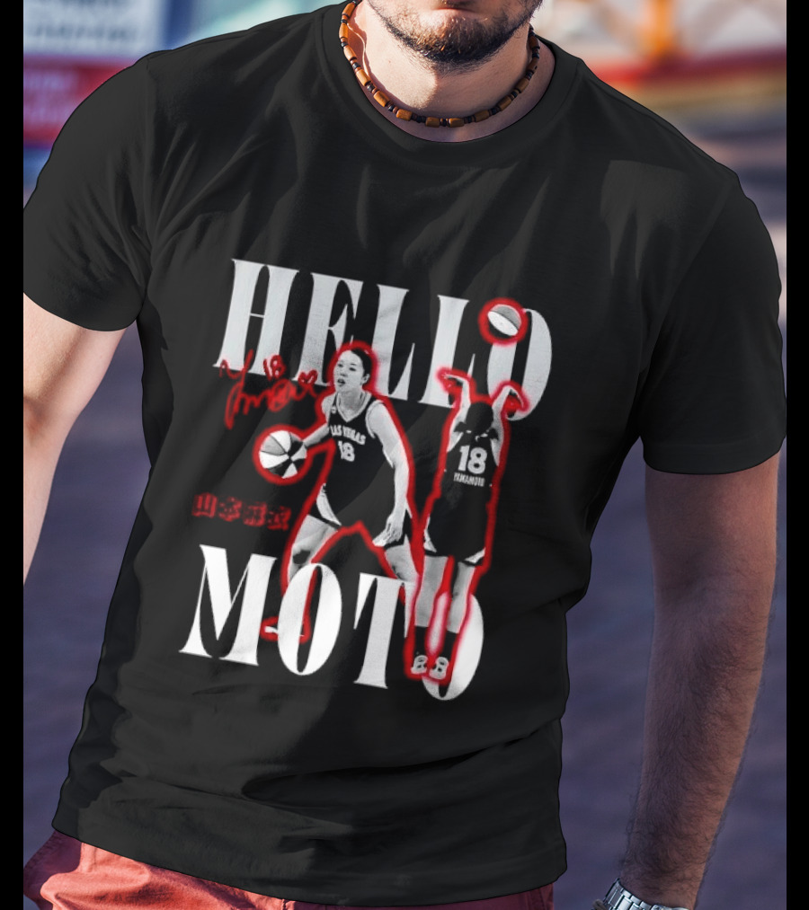 Hello Moto Mai Yamamoto Basketball 18 Red Glow Dribbling Shooting T-Shirt