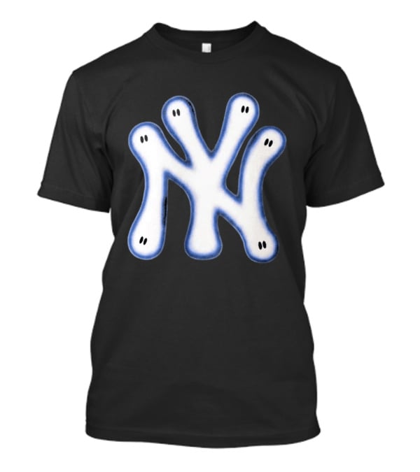 NY Yankees Wash Ghost Airbrush Logo Ghostly NY Yankees T-Shirt