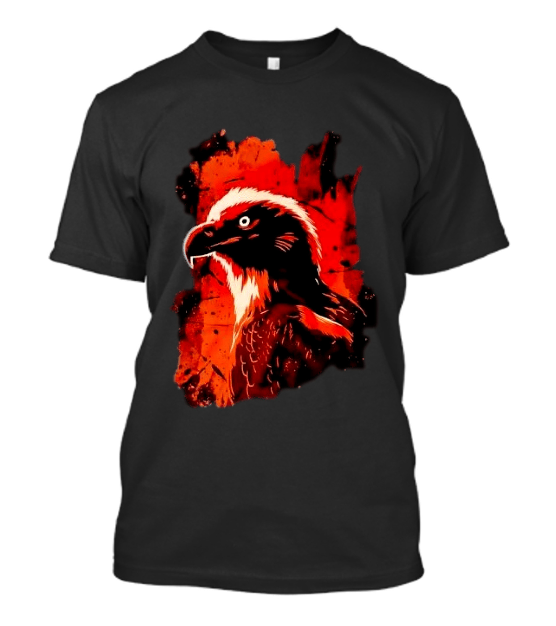Stylized Bearded Vulture Head Fiery Orange Watercolor Art Bird Wildlife T-Shirt