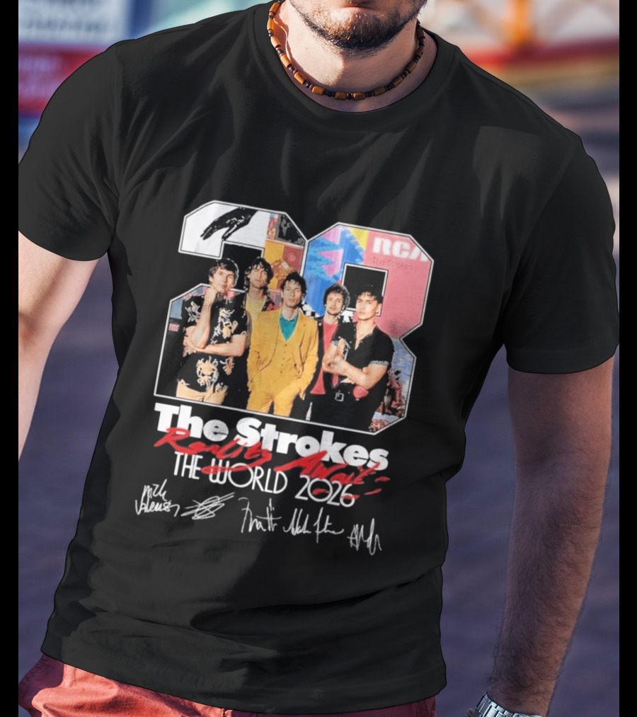 The Strokes Reality Awaits 2026 Tour RCA Vintage Band Signatures T-Shirt