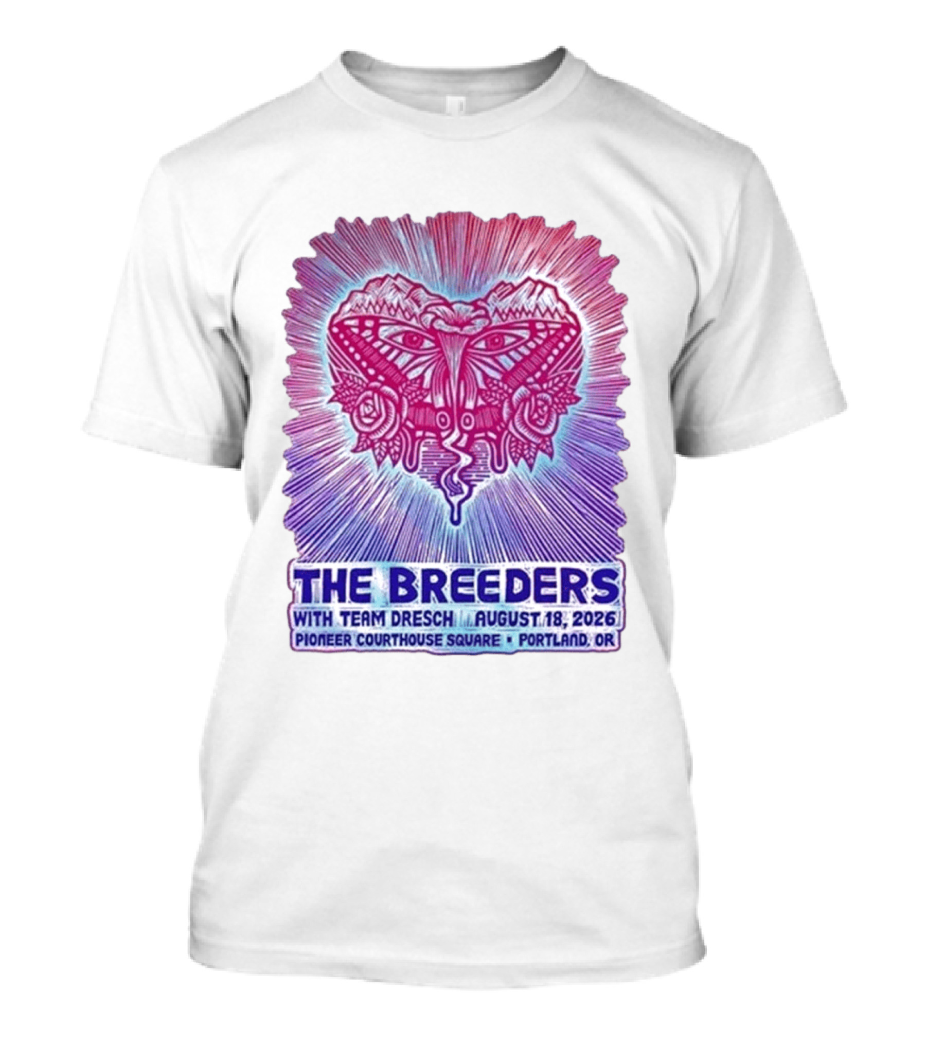 The Breeders With Team Dresch August 18 2026 Pioneer Courthouse Square Portland OR T-Shirt