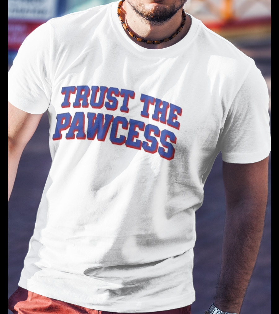 Trust The Pawcess Blue Red Arched 3D Wood Grain T-Shirt