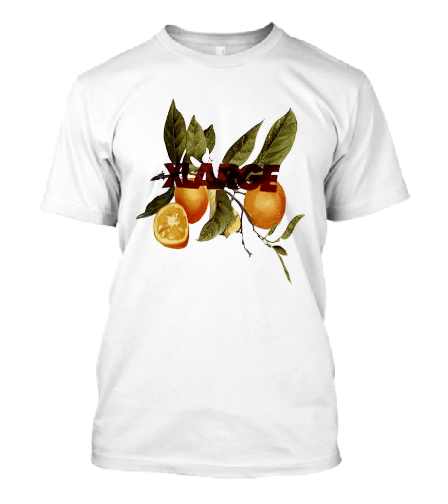 Xlarge Watercolor Oranges Citrus Branch Leaves Slice T-Shirt