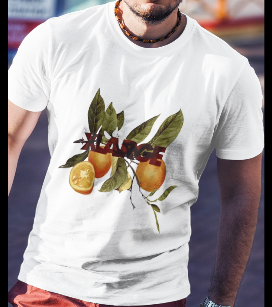 Xlarge Watercolor Oranges Citrus Branch Leaves Slice T-Shirt
