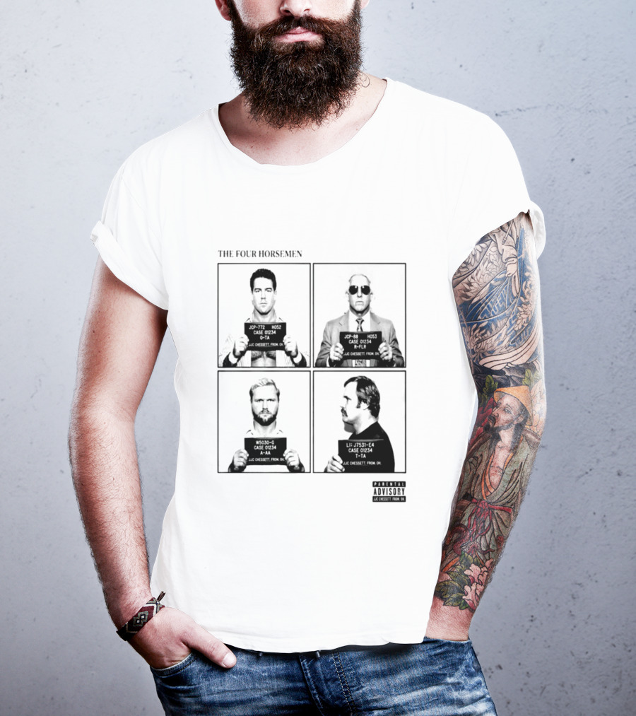 The Four Horsemen Ric Flair Tully Blanchard Arn Anderson Ole Anderson Shot Parental Advisory T-Shirt