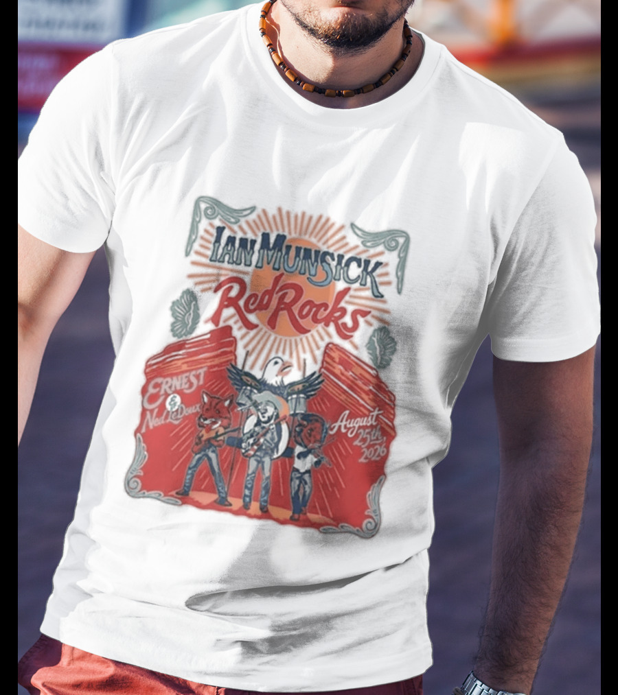 Ian Munsick Red Rocks Morrison CO 08 25 2026 Live Tour Featuring Ernest Neon Dreams T-Shirt