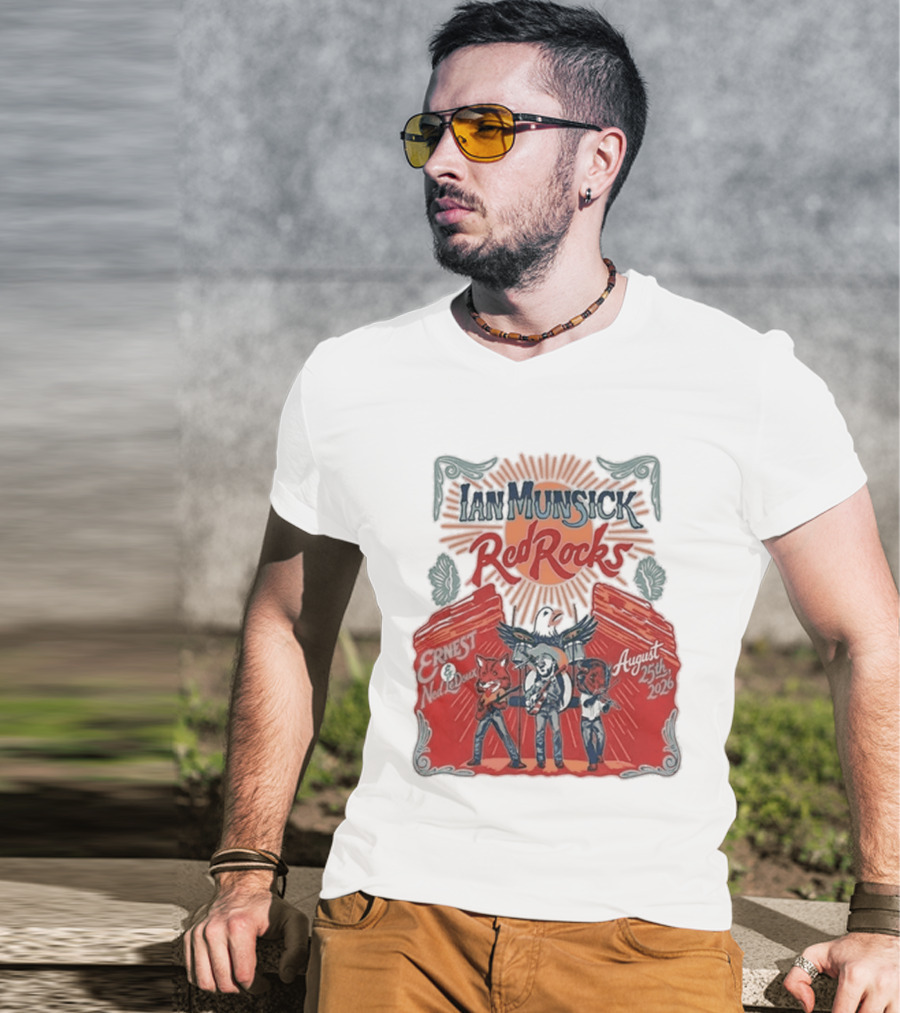 Ian Munsick Red Rocks Morrison CO 08 25 2026 Live Tour Featuring Ernest Neon Dreams T-Shirt