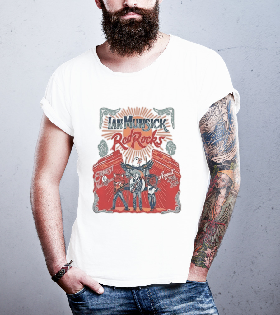 Ian Munsick Red Rocks Morrison CO 08 25 2026 Live Tour Featuring Ernest Neon Dreams T-Shirt