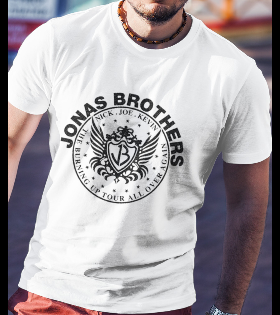 Jonas Brothers JB Crest Nick Joe Kevin Burning Up Tour All Over Again 2026 T-Shirt
