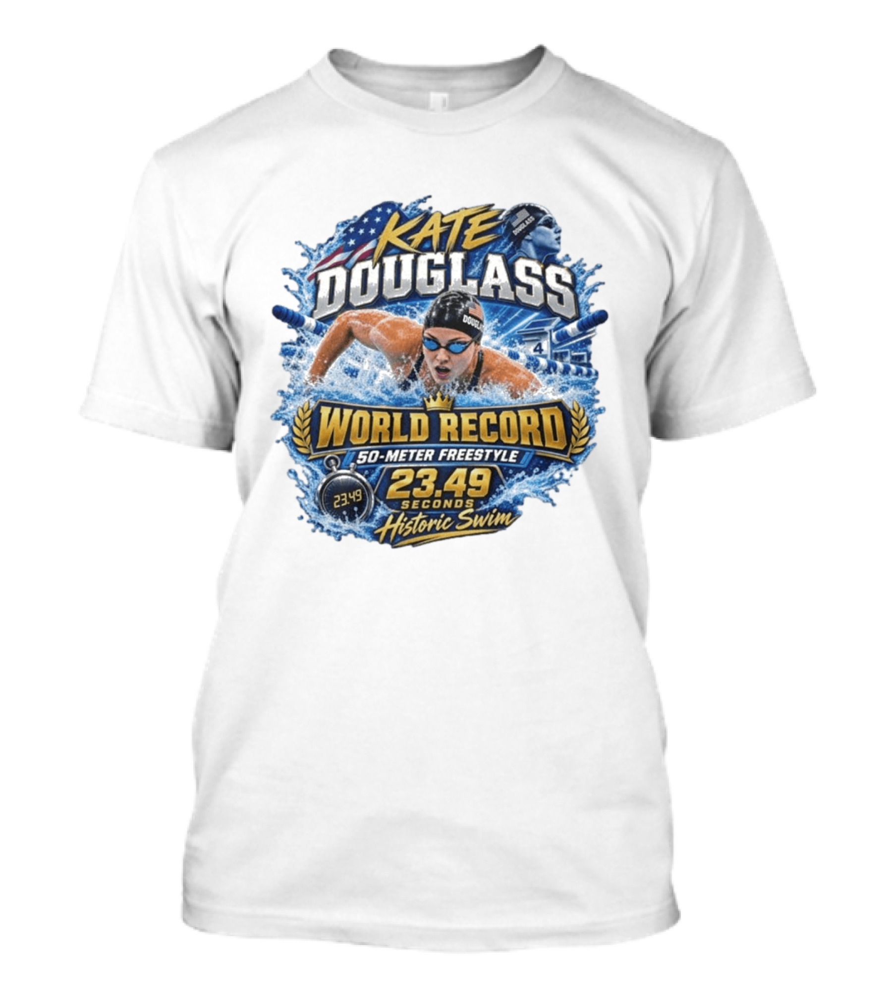 Kate Douglass World Record 50 Meter Freestyle 23.49 Seconds Historic Swim T-Shirt