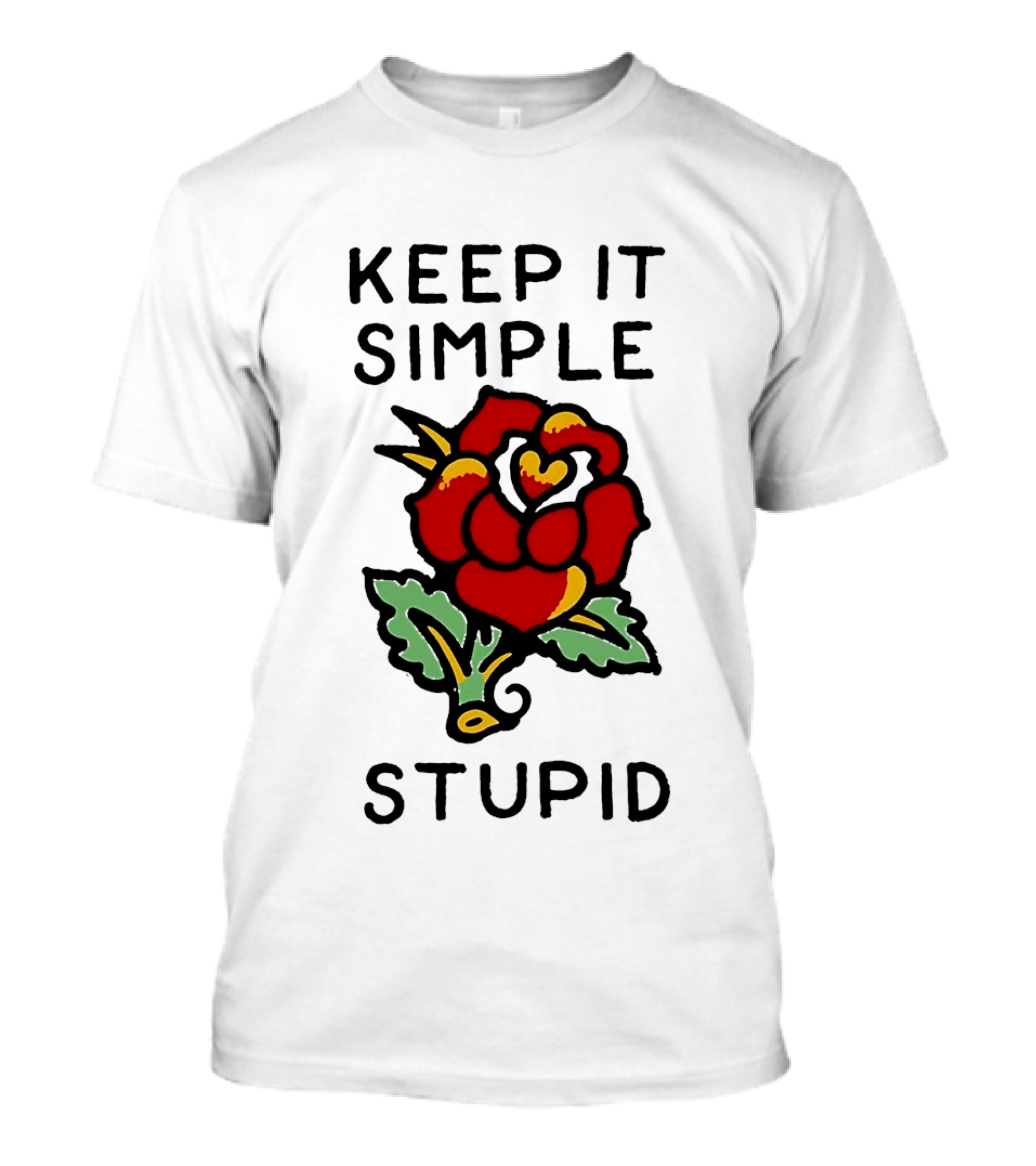 Keep It Simple Stupid Red Rose Kiss Minimalist T-Shirt