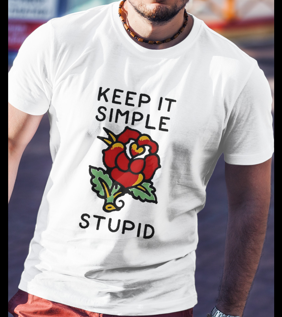 Keep It Simple Stupid Red Rose Kiss Minimalist T-Shirt