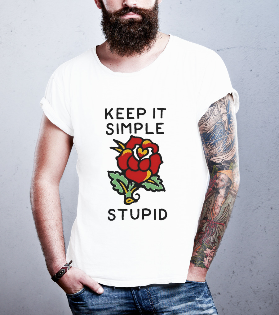 Keep It Simple Stupid Red Rose Kiss Minimalist T-Shirt