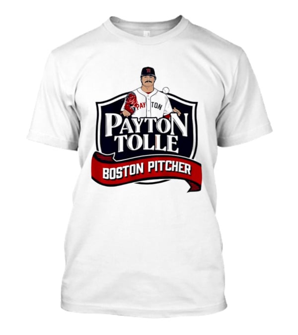 Payton Tolle Boston Pitcher Cartoon Player Shield Ribbon T-Shirt