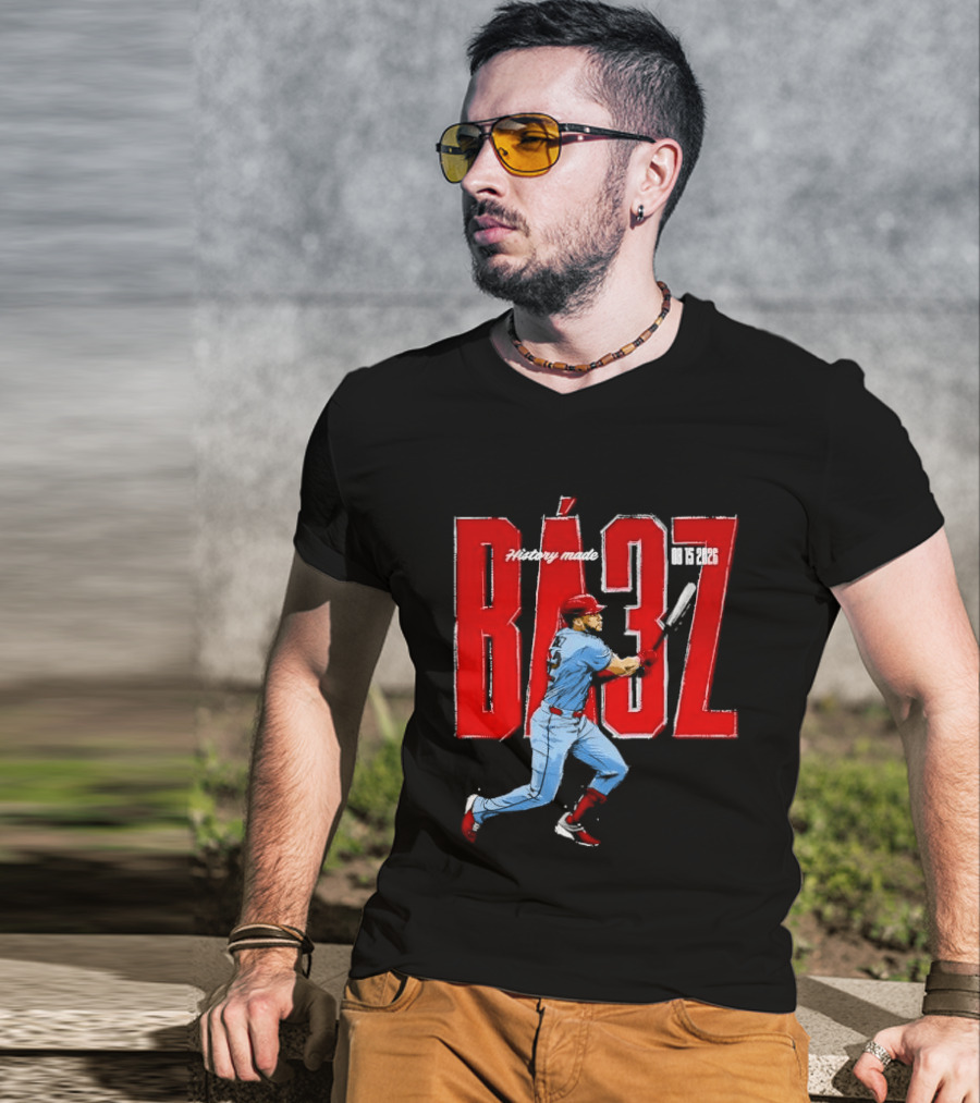 History Made Baez 08 15 2026 Baseball Player Swinging Bat Sketch T-Shirt