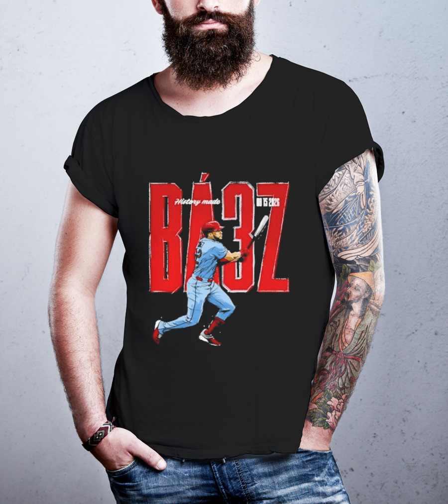History Made Baez 08 15 2026 Baseball Player Swinging Bat Sketch T-Shirt
