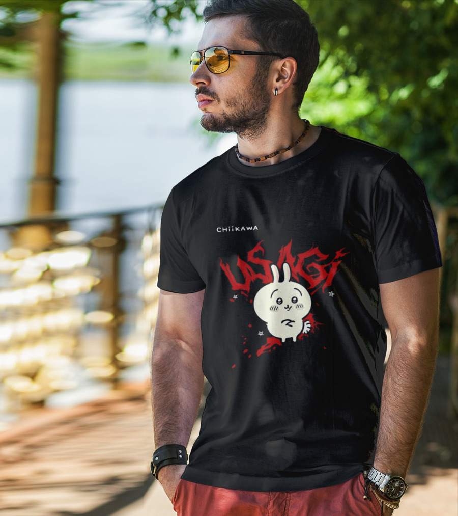 Chiikawa Usagi Kawaii Anime Red T-Shirt