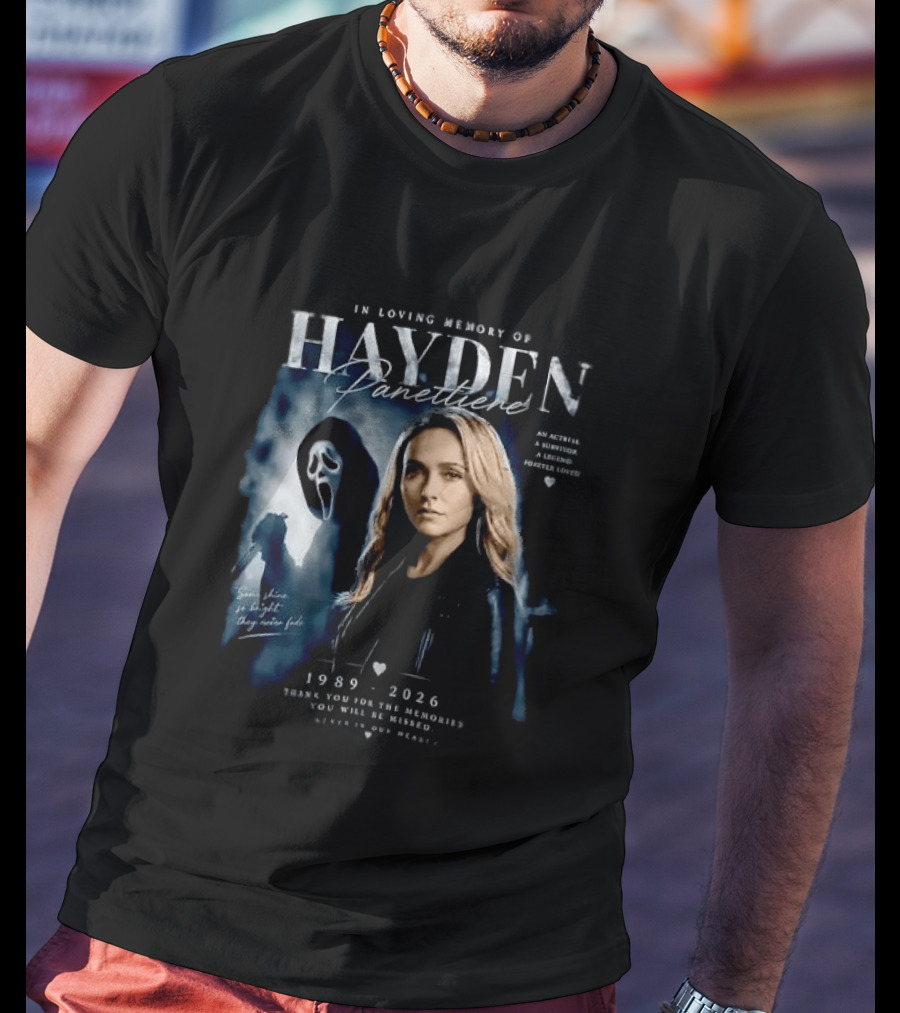 In Loving Memory Of Actress Hayden Panettiere 1989 2026 With Ghostface Shadow T-Shirt