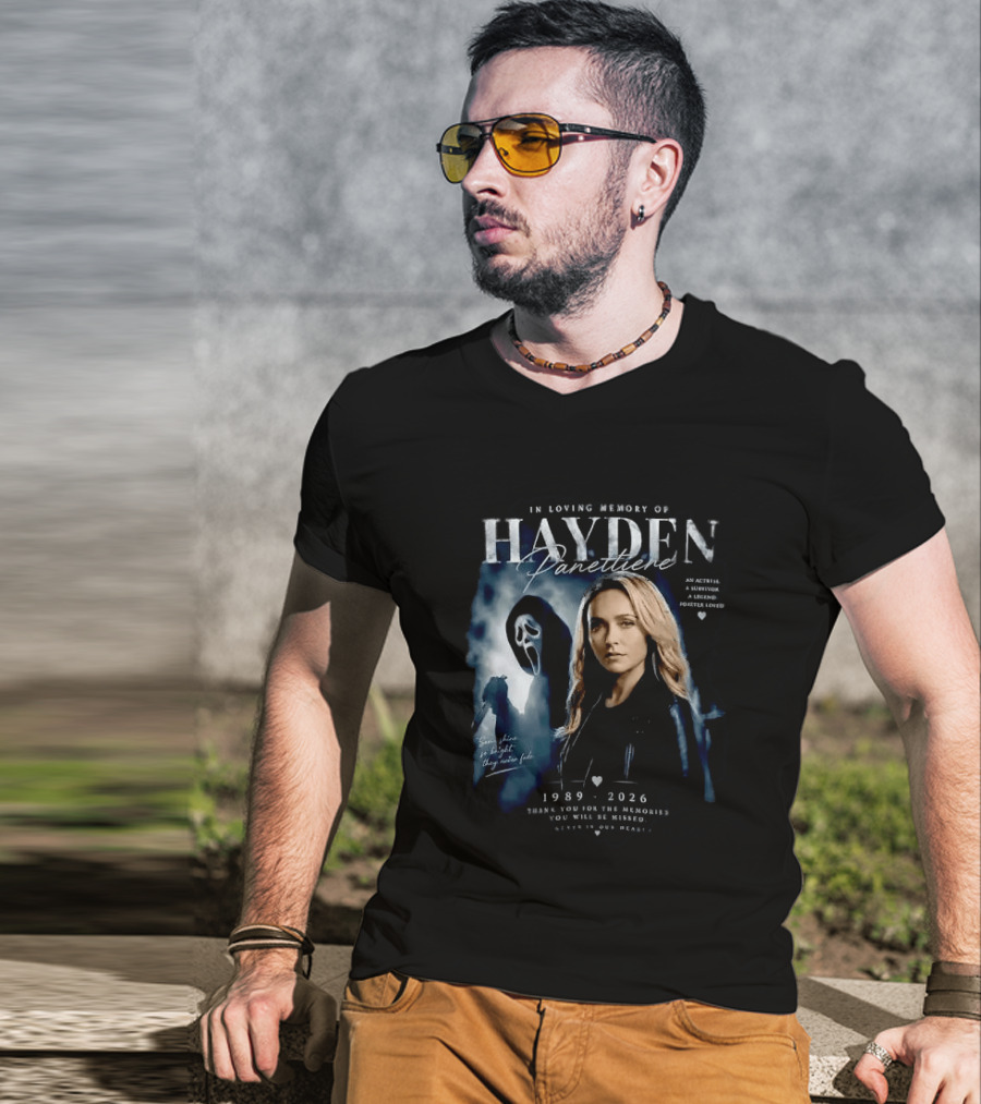 In Loving Memory Of Actress Hayden Panettiere 1989 2026 With Ghostface Shadow T-Shirt