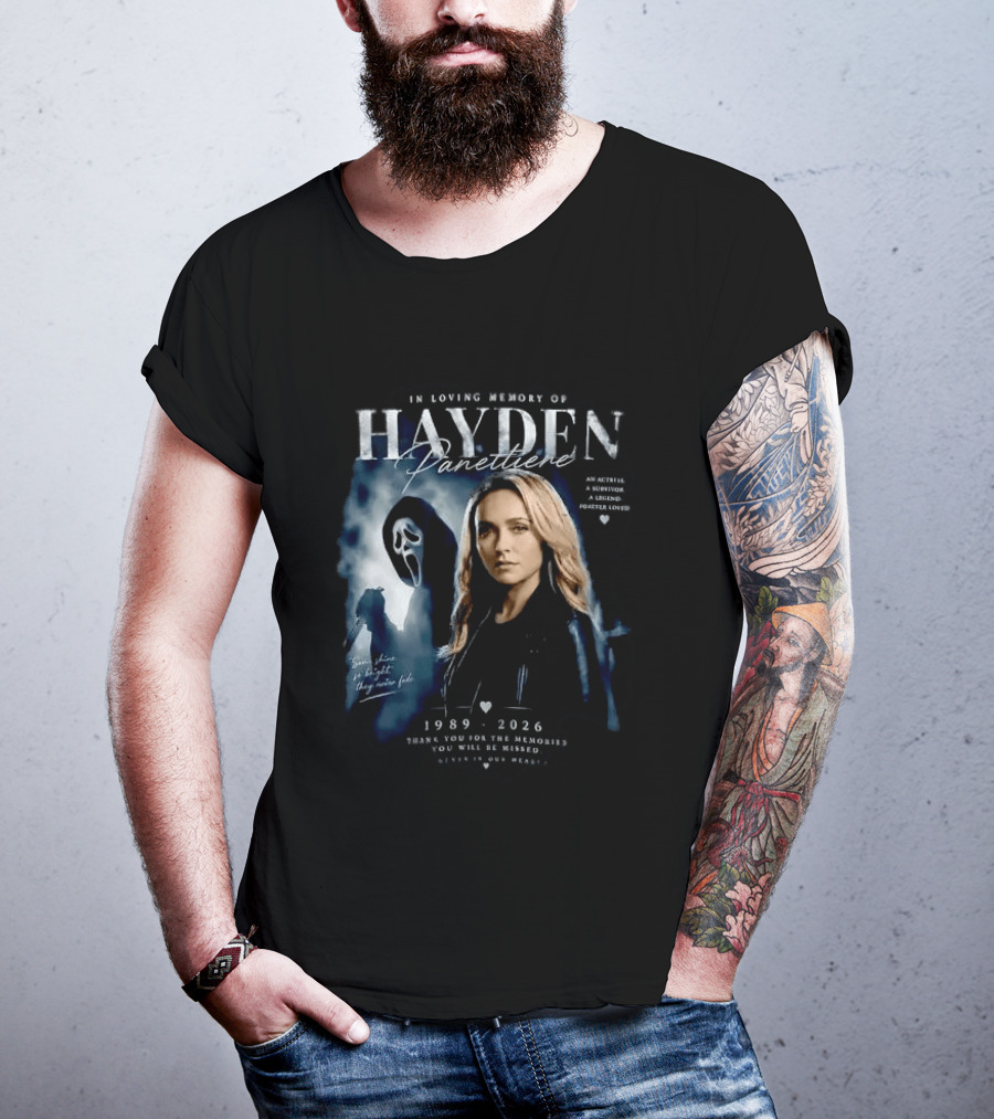 In Loving Memory Of Actress Hayden Panettiere 1989 2026 With Ghostface Shadow T-Shirt
