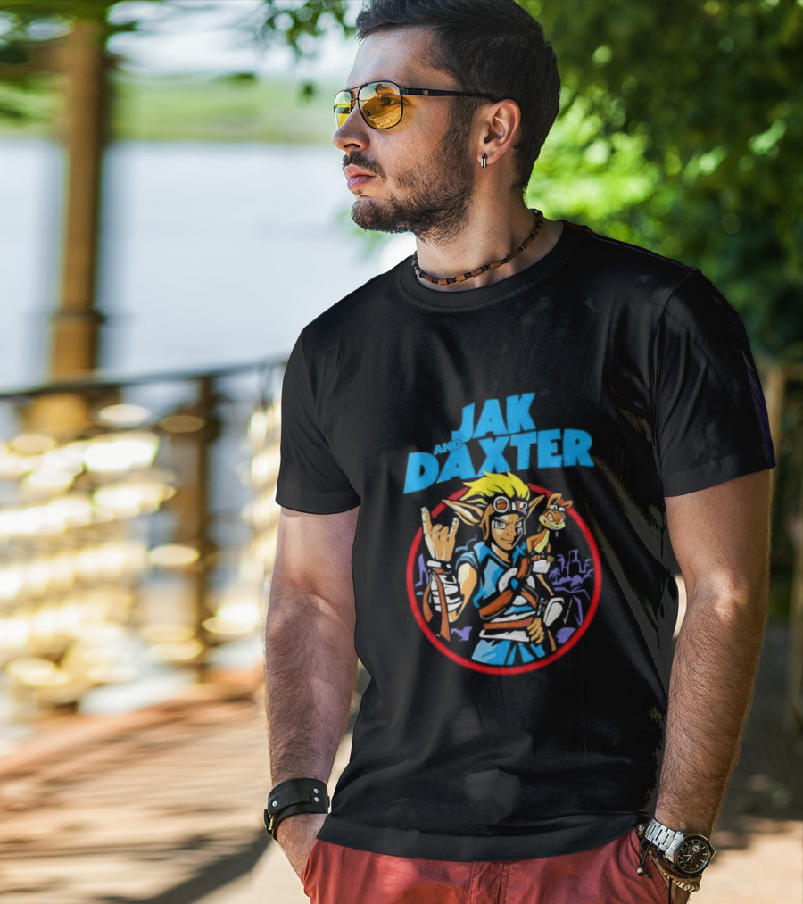 Jak And Daxter Cartoon Hero With Goggles In Red Circle T-Shirt