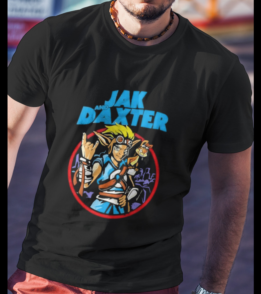 Jak And Daxter Cartoon Hero With Goggles In Red Circle T-Shirt
