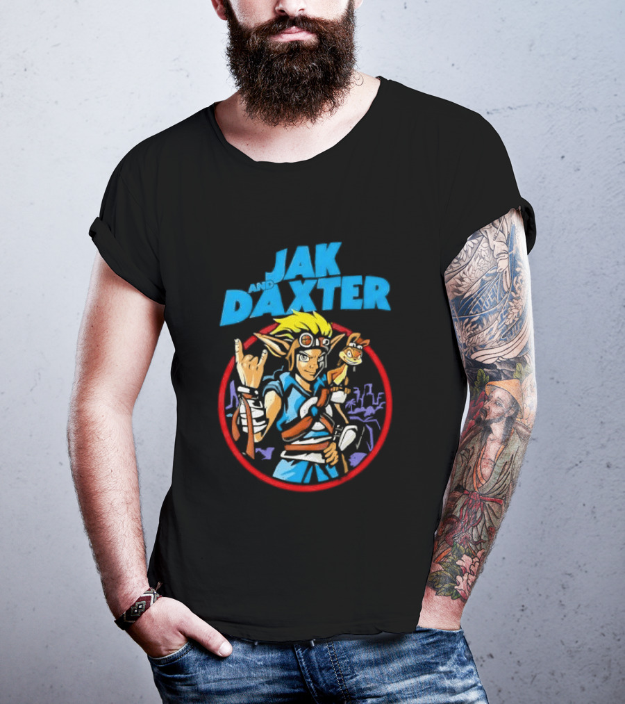 Jak And Daxter Cartoon Hero With Goggles In Red Circle T-Shirt
