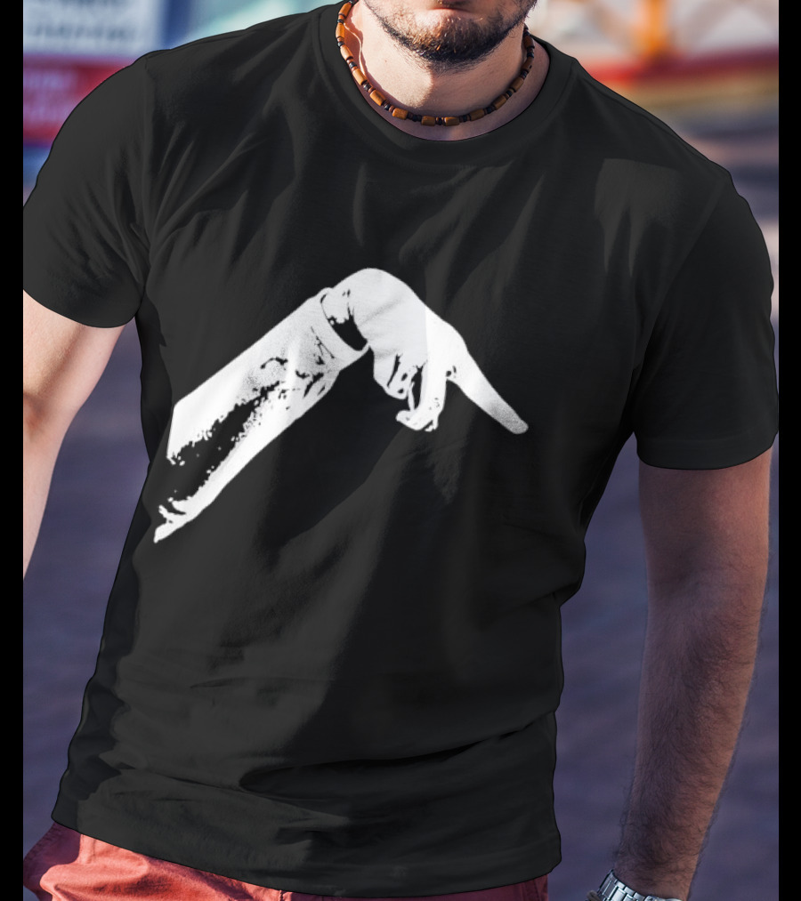 Monochrome Pointing Hand Sleeve Downward T-Shirt
