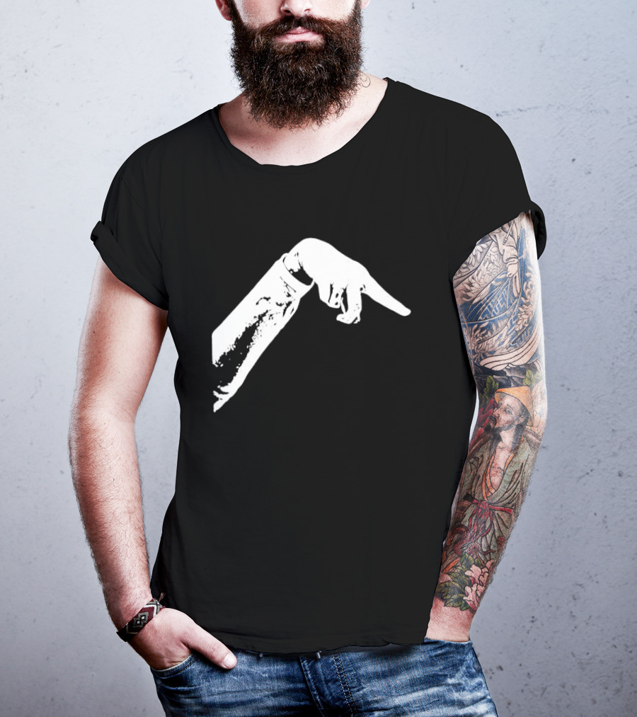 Monochrome Pointing Hand Sleeve Downward T-Shirt