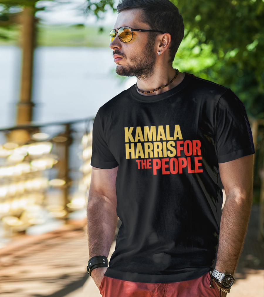 Kamala Harris For The People Text Classic Bold Yellow And Red T-Shirt