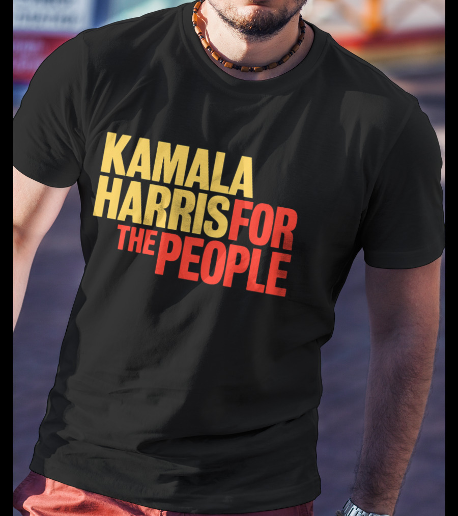 Kamala Harris For The People Text Classic Bold Yellow And Red T-Shirt