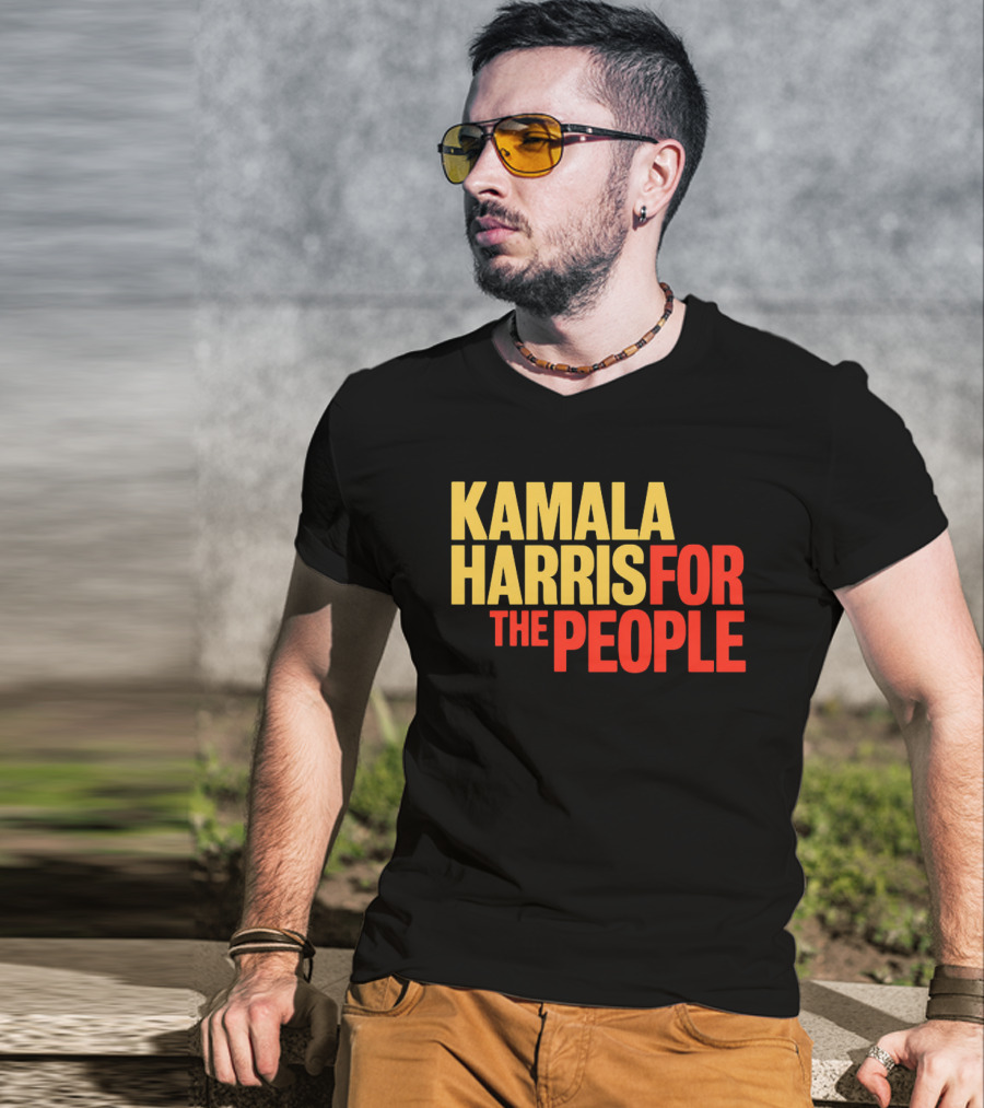 Kamala Harris For The People Text Classic Bold Yellow And Red T-Shirt